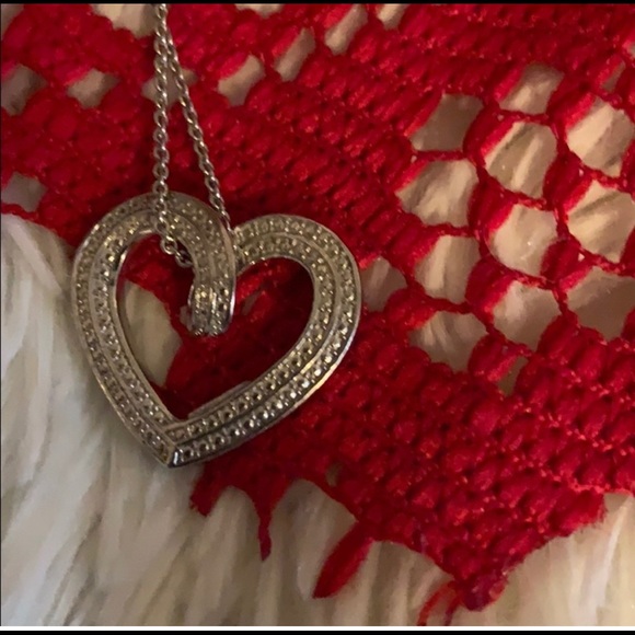 New sterling silver black & white diamond accent heart necklace - Picture 6 of 8